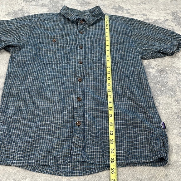 Patagonia Back Step Short Sleeve Button Front Shirt Blue Gray Plaid Checked Sz S - Picture 7 of 13
